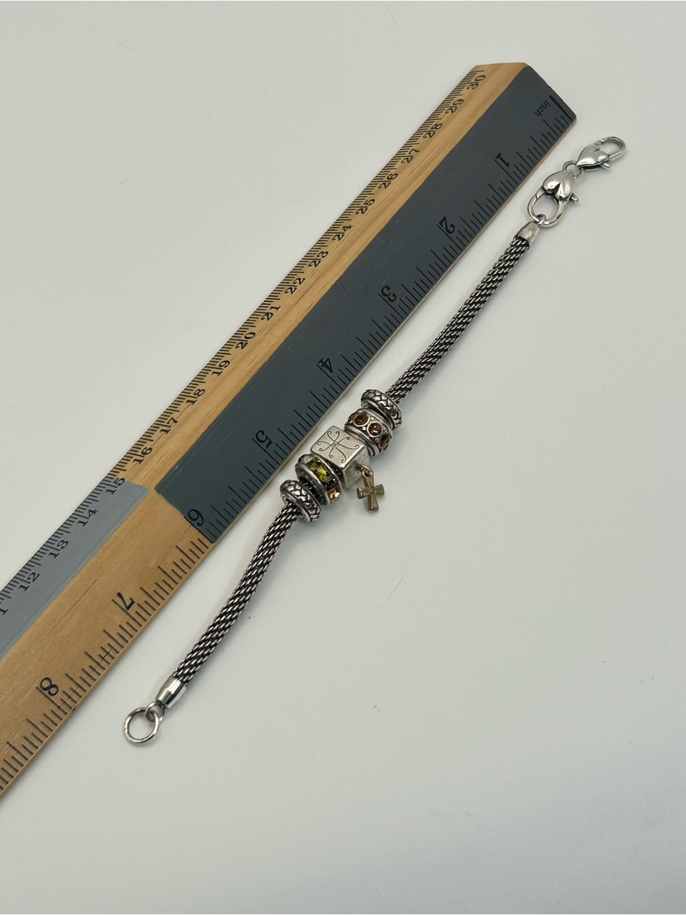 Brighton Beverly Glam Holiday Bracelet 8" Mesh Chain Cross Charm Cube 4 Spacers - Picture 9 of 11